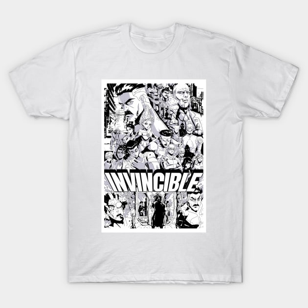 Invincible Manga Poster BW T-Shirt by hansoloski